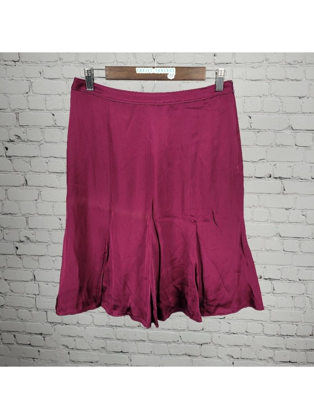 NWT Ann Taylor Purple Satin Side Zip Lined A Line Ruffled Short Skirt Size 6
